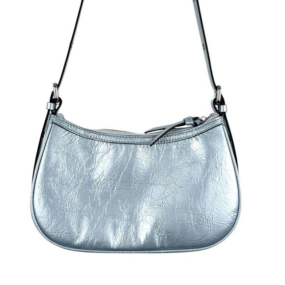 Guess Y2K Chanera Mini Shoulder Bag Blue Metallic Baguette Logo Vegan Studded - Picture 11 of 16